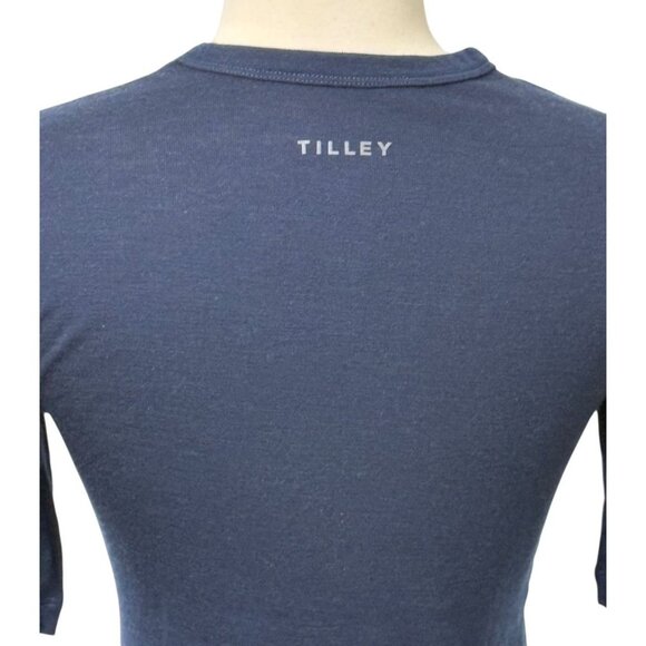 Tilley Stretch Merino Wool Crewneck Short Sleeve Top T-Shirt Navy Blue Size S - Picture 5 of 9